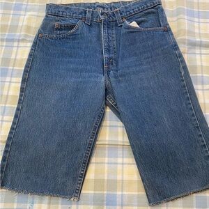 Levi's Blue Jean Shorts High-Waisted Raw Hem